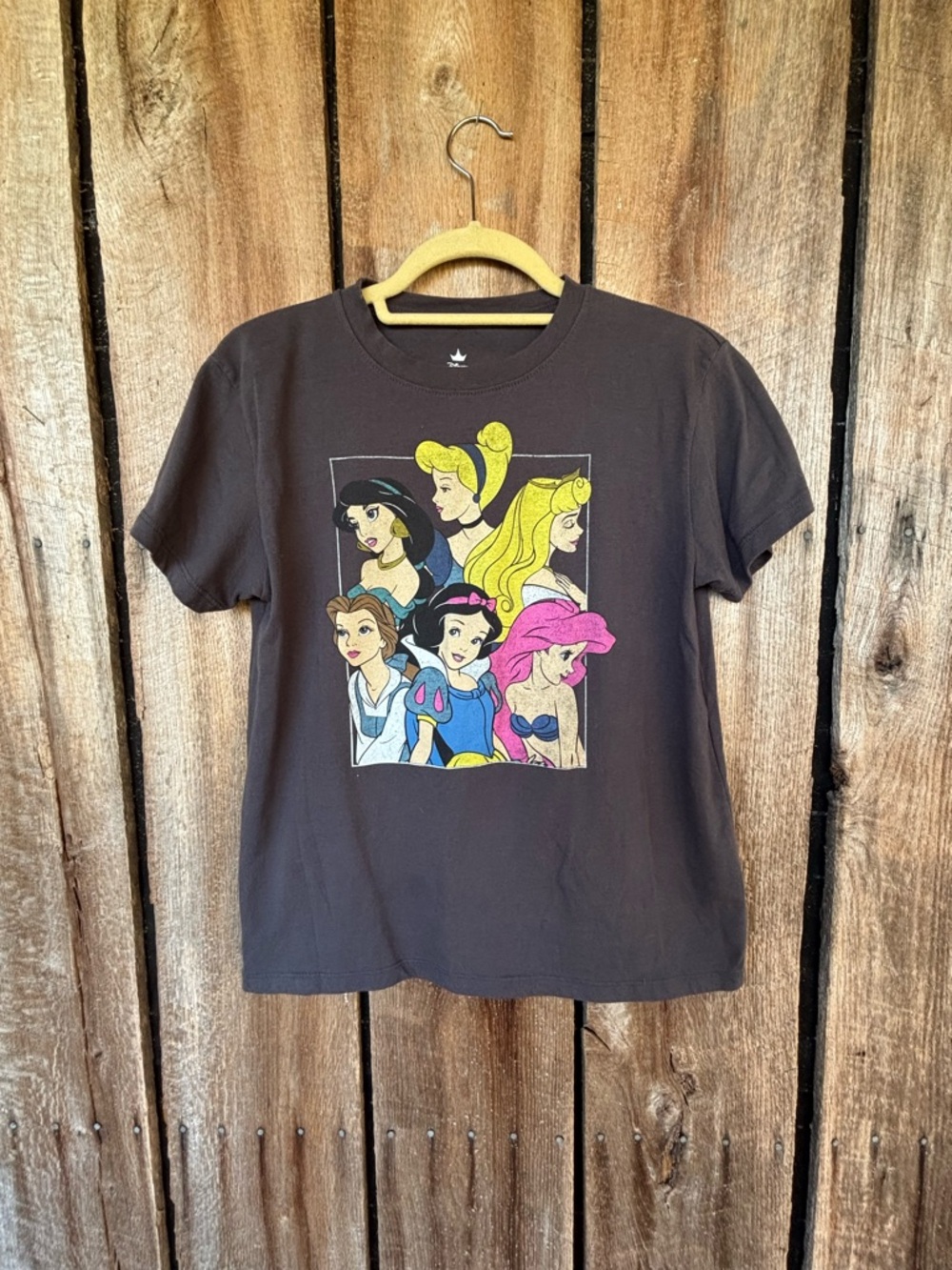 Disney‎ Princess Graphic Tee Womens S Black Ariel Belle Jasmine Snow White Shirt